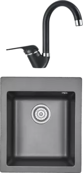 Комплект Мойка кухонная Granula GR-4201 шварц + Смеситель GR-1024 шварц