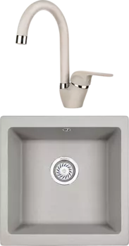 Комплект Мойка кухонная Granula GR-4451 базальт + Смеситель GR-1024 базальт