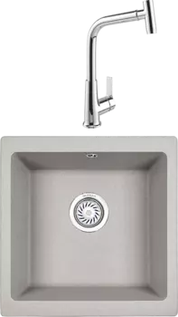 Комплект Мойка кухонная Granula GR-4451 базальт + Смеситель MEGA Life MG-TK09 хром