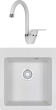 Комплект Мойка кухонная Granula GR-4651 арктик + Смеситель GR-1024 арктик