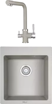Комплект Мойка кухонная Granula GR-4651 базальт + Смеситель GR-2015 базальт