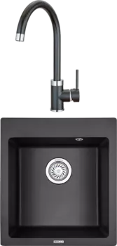 Комплект Мойка кухонная Granula GR-4651 черная + Смеситель GR-2125 черный