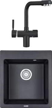 Комплект Мойка кухонная Granula GR-4651 шварц + Смеситель GR-2088 шварц