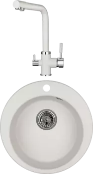 Комплект Мойка кухонная Granula GR-4801 арктик + Смеситель GR-2015 арктик