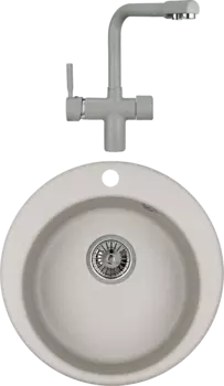 Комплект Мойка кухонная Granula GR-4801 базальт + Смеситель GR-2088 базальт