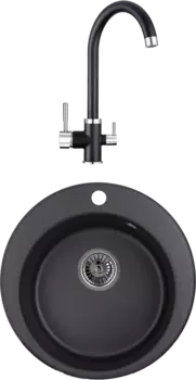 Комплект Мойка кухонная Granula GR-4801 черный + Смеситель GR-2168 черный