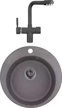Комплект Мойка кухонная Granula GR-4801 графит + Смеситель GR-2088 графит