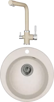 Комплект Мойка кухонная Granula GR-4801 пирит + Смеситель GR-2015 пирит