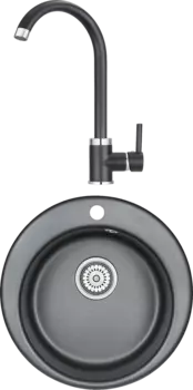 Комплект Мойка кухонная Granula GR-4801 шварц + Смеситель GR-2125 шварц