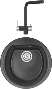 Комплект Мойка кухонная Granula GR-5101 черный + Смеситель GR-2305 черный