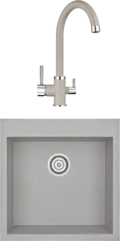 Комплект Мойка кухонная Granula GR-5102 базальт + Смеситель GR-2168 базальт