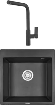 Комплект Мойка кухонная Granula GR-5102 черный + Смеситель GR-2502 черный
