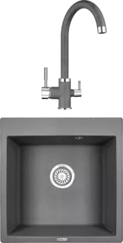 Комплект Мойка кухонная Granula GR-5102 графит + Смеситель GR-2168 графит