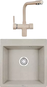 Комплект Мойка кухонная Granula GR-5102 пирит + Смеситель GR-2088 пирит