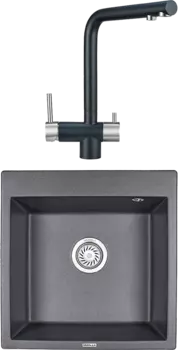 Комплект Мойка кухонная Granula GR-5102 шварц + Смеситель GR-2305 шварц
