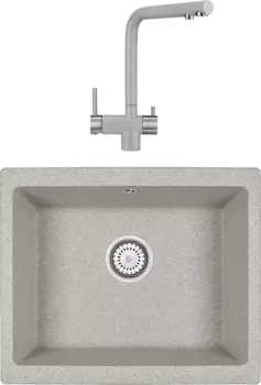 Комплект Мойка кухонная Granula GR-5551 базальт + Смеситель GR-2305 базальт