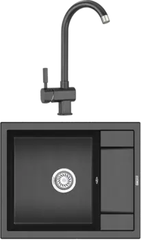 Комплект Мойка кухонная Granula GR-6002 черная + Смеситель ST-31 черный