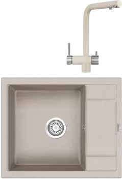 Комплект Мойка кухонная Granula GR-6002 пирит + Смеситель GR-2305 пирит