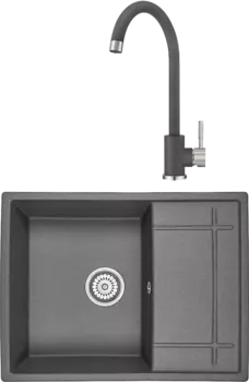 Комплект Мойка кухонная Granula GR-6501 графит + Смеситель ST-4031