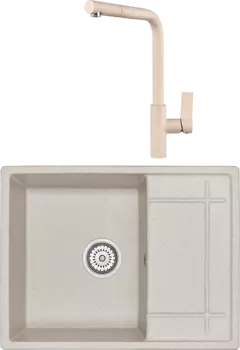 Комплект Мойка кухонная Granula GR-6501 пирит + Смеситель GR-2502 пирит