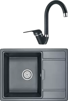 Комплект Мойка кухонная Granula GR-6503 шварц + Смеситель GR-1024 шварц