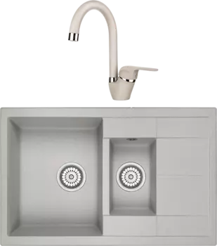 Комплект Мойка кухонная Granula GR-7802 базальт + Смеситель GR-1024 базальт