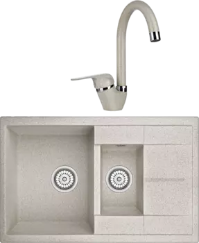 Комплект Мойка кухонная Granula GR-7802 пирит + Смеситель GR-1024 пирит