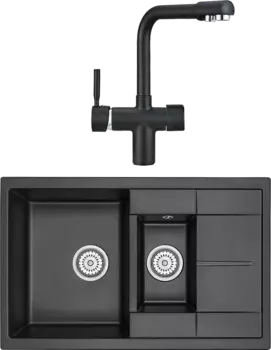 Комплект Мойка кухонная Granula GR-7802 шварц + Смеситель GR-2088 шварц