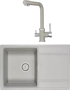 Комплект Мойка кухонная Granula GR-7804 базальт + Смеситель GR-2015 базальт