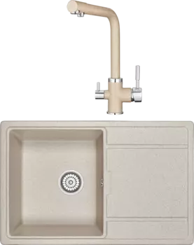 Комплект Мойка кухонная Granula GR-7804 пирит + Смеситель GR-2015 пирит