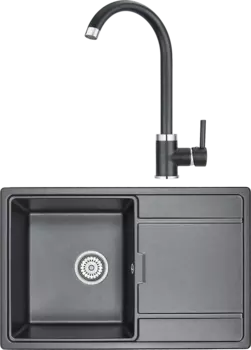 Комплект Мойка кухонная Granula GR-7804 шварц + Смеситель GR-2125 шварц