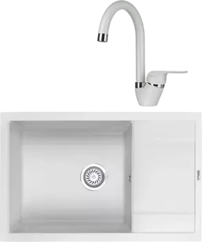Комплект Мойка кухонная Granula GR-7805 арктик + Смеситель GR-1024 арктик