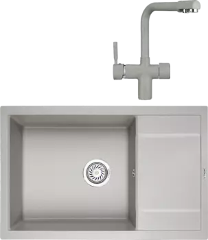 Комплект Мойка кухонная Granula GR-7805 базальт + Смеситель GR-2088 базальт