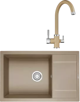 Комплект Мойка кухонная Granula GR-7805 песок + Смеситель GR-2168 песок