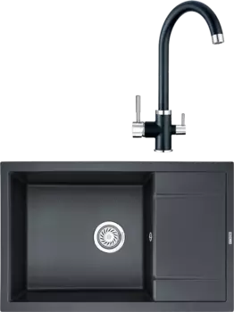 Комплект Мойка кухонная Granula GR-7805 шварц + Смеситель GR-2168 шварц