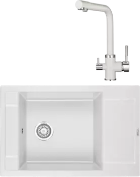 Комплект Мойка кухонная Granula GR-7806 арктик + Смеситель GR-2015 арктик