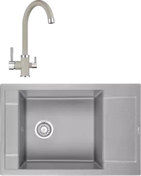 Комплект Мойка кухонная Granula GR-7806 базальт + Смеситель GR-2168 базальт