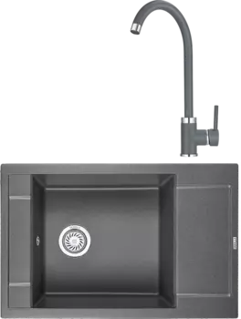 Комплект Мойка кухонная Granula GR-7806 графит + Смеситель GR-2125 графит