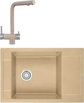 Комплект Мойка кухонная Granula GR-7806 песок + Смеситель GR-2305 песок