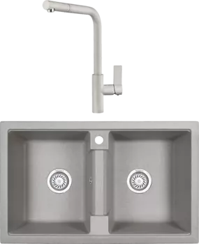 Комплект Мойка кухонная Granula GR-8101 базальт + Смеситель GR-2502 базальт