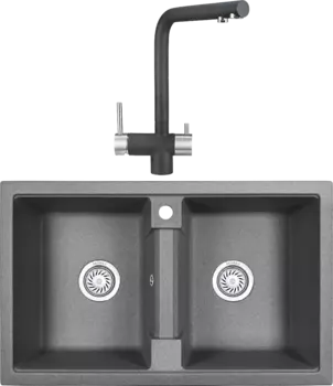 Комплект Мойка кухонная Granula GR-8101 графит + Смеситель GR-2305 графит