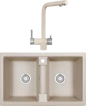 Комплект Мойка кухонная Granula GR-8101 пирит + Смеситель GR-2305 пирит