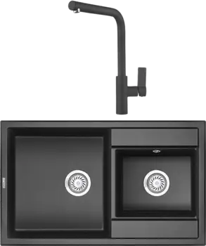 Комплект Мойка кухонная Granula GR-8201 черная + Смеситель GR-2502 черный