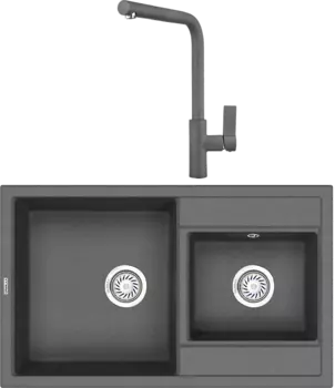 Комплект Мойка кухонная Granula GR-8201 графит + Смеситель GR-2502 графит