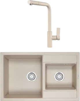 Комплект Мойка кухонная Granula GR-8201 пирит + Смеситель GR-2502 пирит