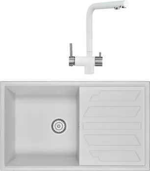 Комплект Мойка кухонная Granula GR-8601 арктик + Смеситель GR-2305 арктик