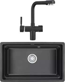 Комплект Мойка кухонная Granula Kitchen Space + Смеситель GR-2088 черный