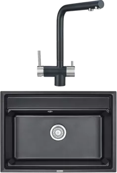 Комплект Мойка кухонная Granula Kitchen Space + Смеситель GR-2305 шварц