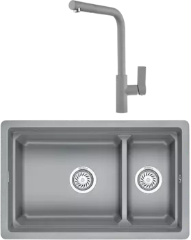 Комплект Мойка кухонная Granula Kitchen Space + Смеситель GR-2502 алюминиум