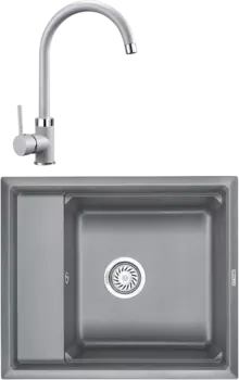 Комплект Мойка кухонная Granula Kitchen Space + Смеситель GR-2125 алюминиум